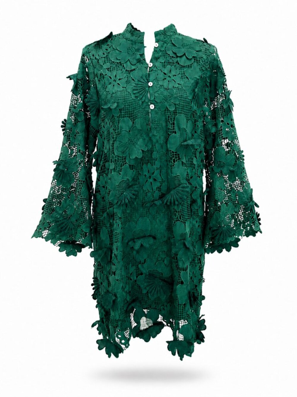 J. marie Emerald Floral Lace Long Sleeve Shift Dress Size Small - Picture 10 of 10
